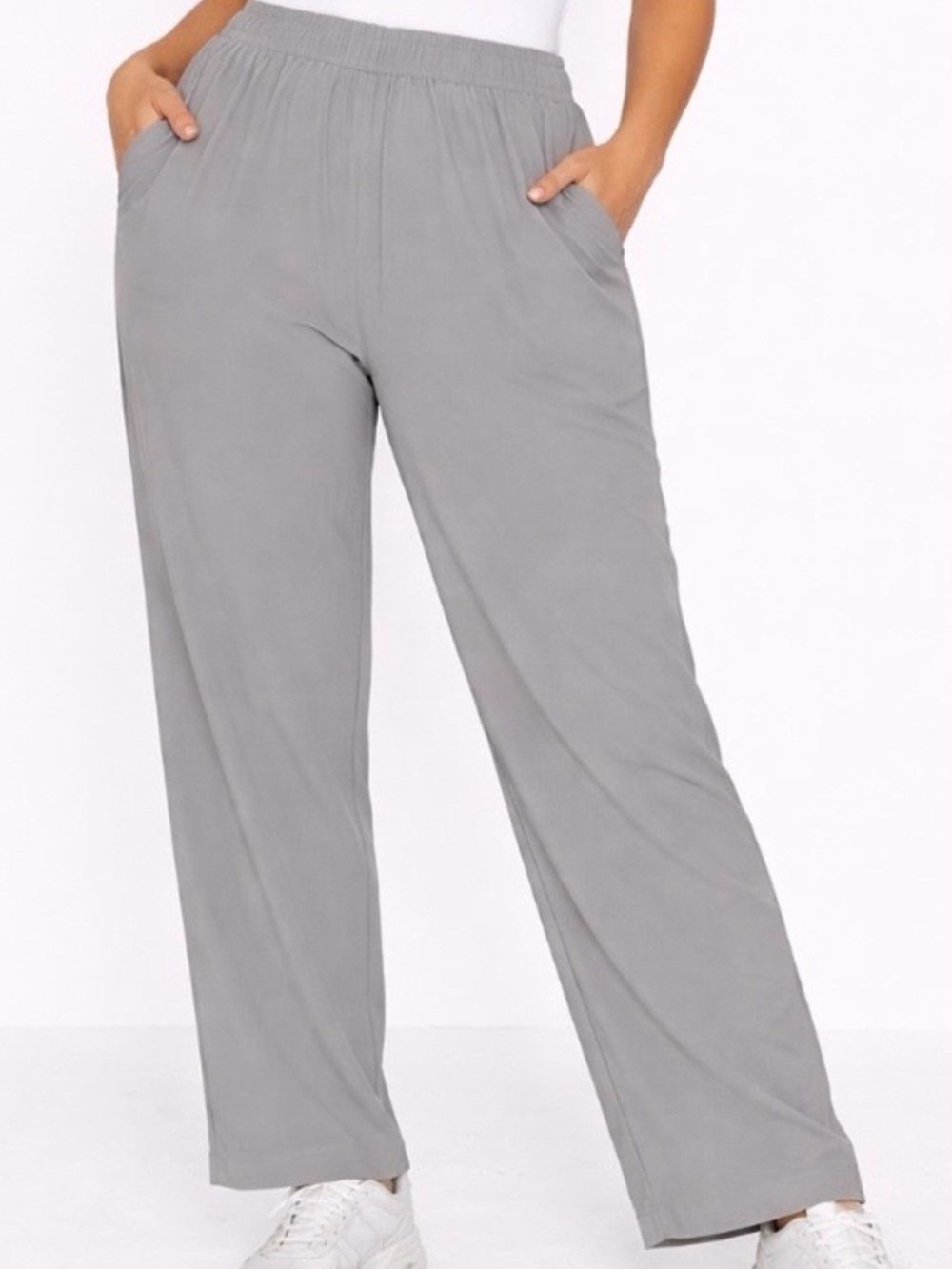 Zella Gray Elastic-Waist Wide Leg Pants
